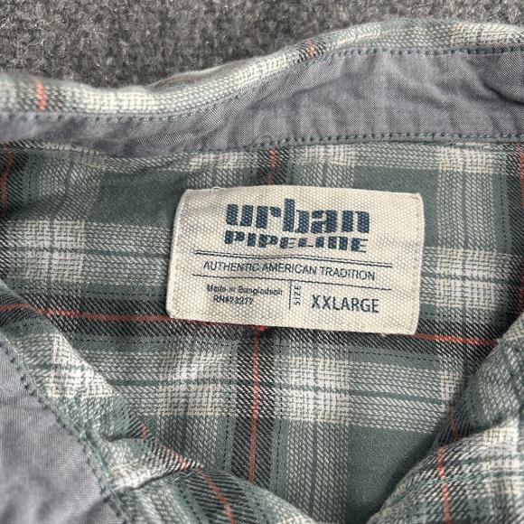Urban Pipeline Womens 2 XL Ultimate Flannel Plaid Button-Up Green Pearl Snap - Picture 2 of 7